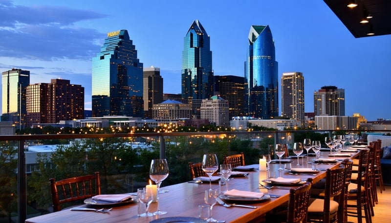 Dallas skyline with vibrant dining scene
