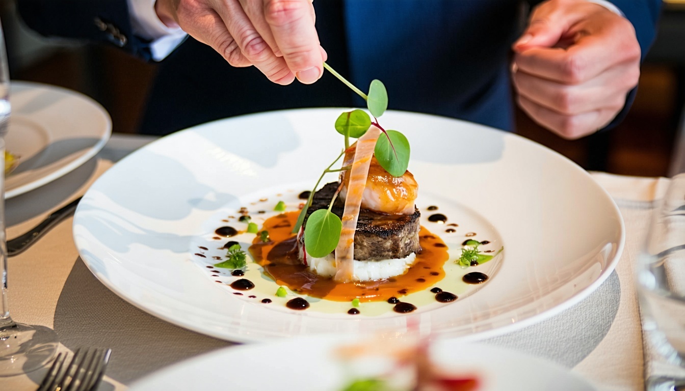 Food critic reviewing gourmet dishes at a Dallas restaurant